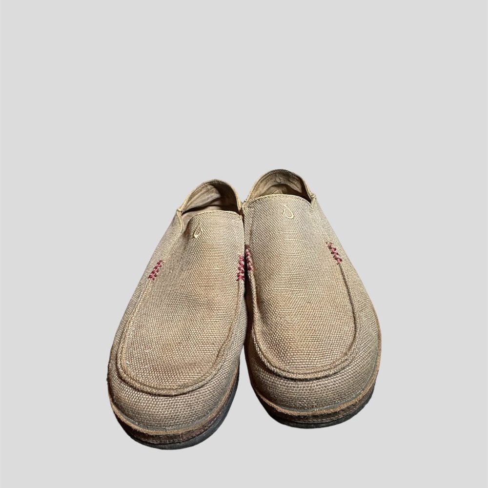 olukai size 10 moloa kapa green canvas comfort slipon loafer shoe